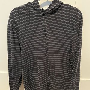 VINCE MENS STRIPED PULLOVER LONG SLEEVE WITH HOOD. Size large.
